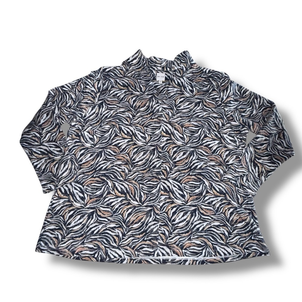 NIC+ZOE Forest Feen Long Sleeve Top - Grey Multi Plus 1X - Picture 6 of 11